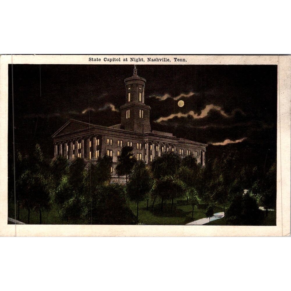 State Capitol at Night in Nashville TN Vintage Postcard SP17-23